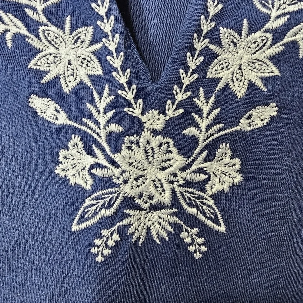 Lands' End embroidered cotton jersey sleeveless swim cover-up dress